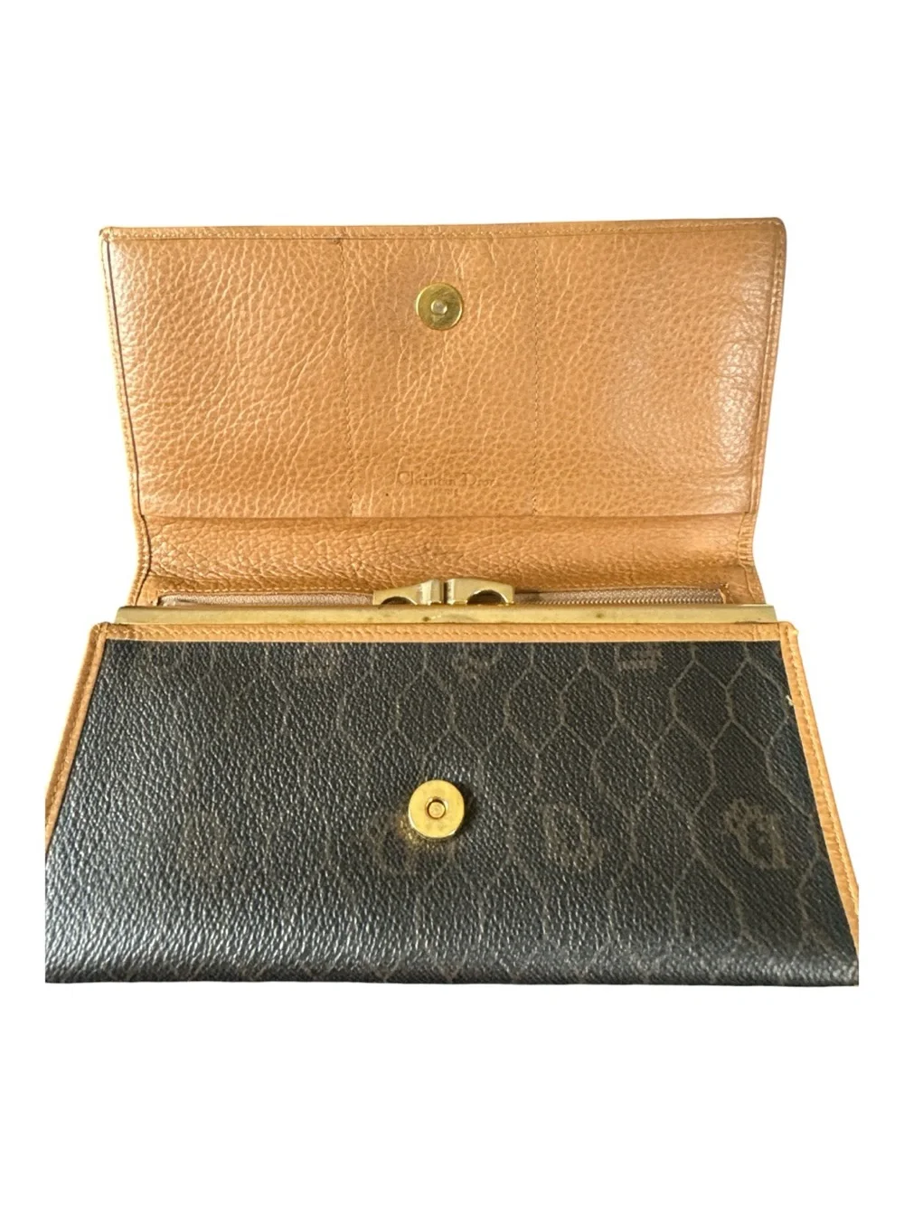 CHRISTIAN DIOR Vintage Bifold Honeycomb Kisslock Wallet